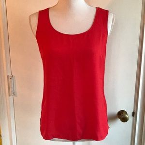 Scope neck tank top with side slits, coral color